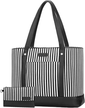 Laptop Tote Bag for Women, Water Resistant Canvas Womens Work Tote Bag, Large Capacity Shoulder Bag Fits 15.6 inches Laptop