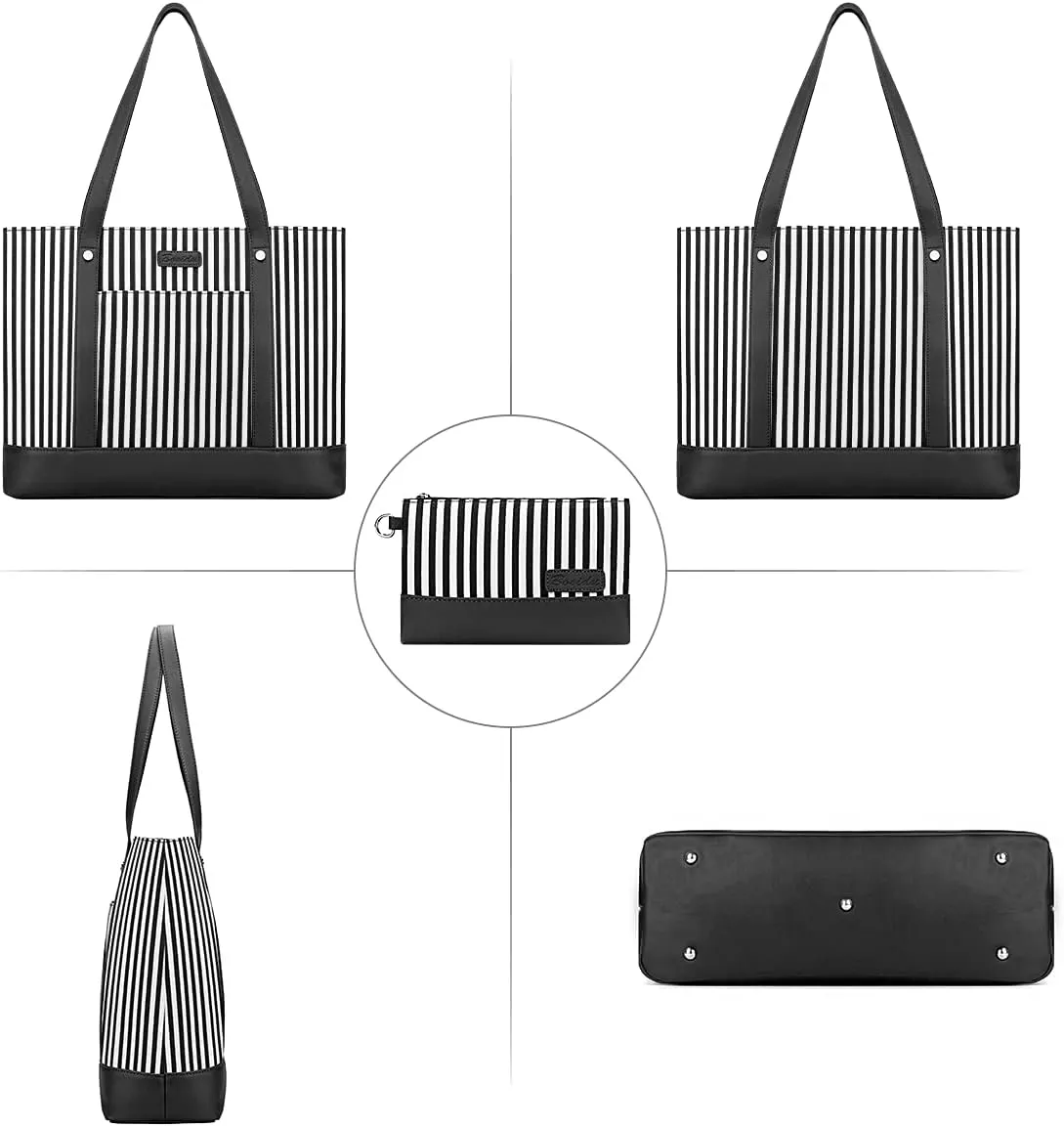 Laptop Tote Bag for Women, Water Resistant Canvas Womens Work Tote Bag, Large Capacity Shoulder Bag Fits 15.6 inches Laptop