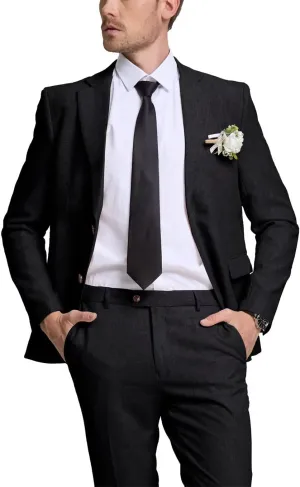 Linen Retro Mens Suit 2 Pieces Slim Fit Light Weight Linen Suit Linen Summer Suits Tuxedo Jacket Blazer Pant for Men