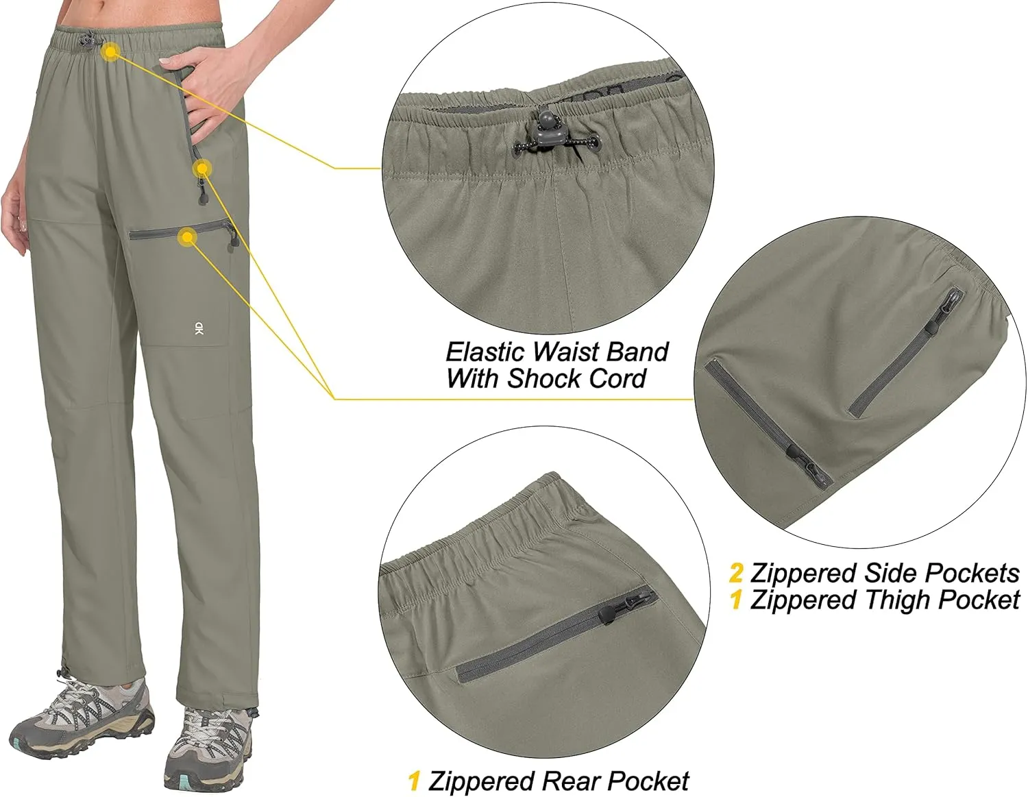 Little Donkey Andy Women's Lightweight Quick Dry Cargo Hiking Pants UPF 50  Stretch Travel Casual Trousers