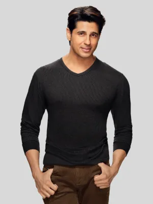 Macho Sporto Men's V Neck Thermal Ultima - Black
