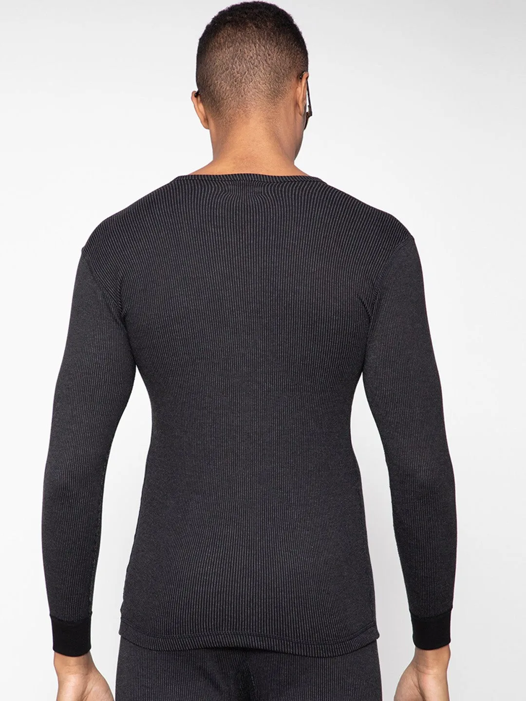 Macho Sporto Men's V Neck Thermal Ultima - Black