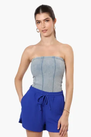 Magazine Solid Basic Drawstring Shorts - Blue