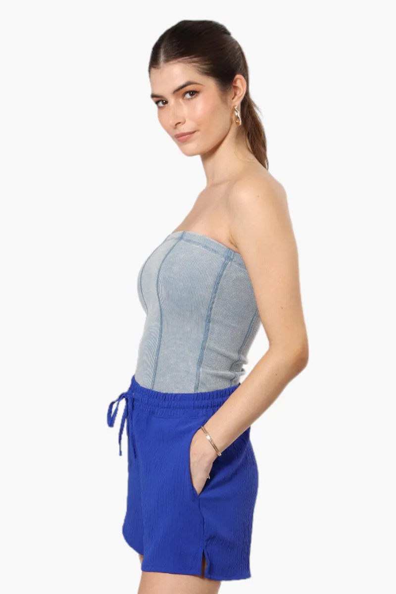 Magazine Solid Basic Drawstring Shorts - Blue
