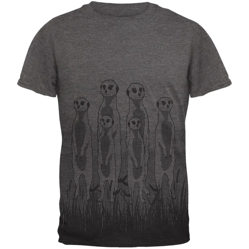 Meerkat on the Plains All Over Dark Heather Soft Adult T-Shirt