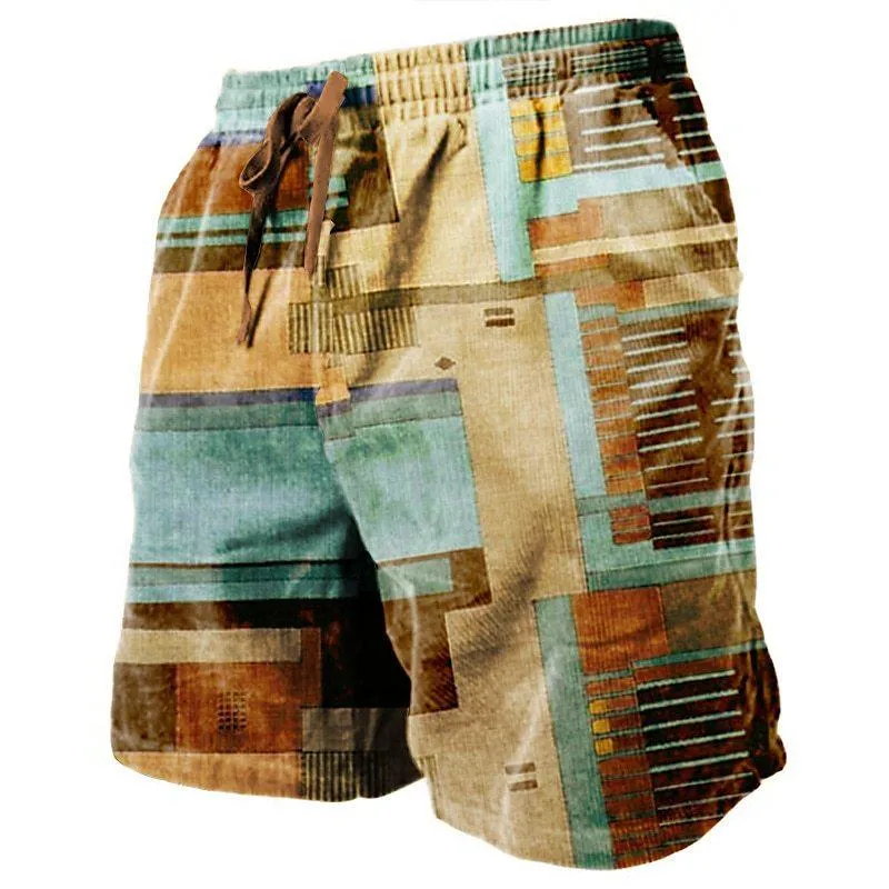 Men's Color Patchwork Casual Hawaii Beach Shorts 50874394YY