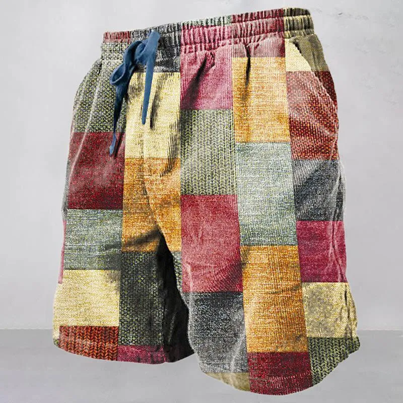 Men's Color Patchwork Casual Hawaii Beach Shorts 50874394YY
