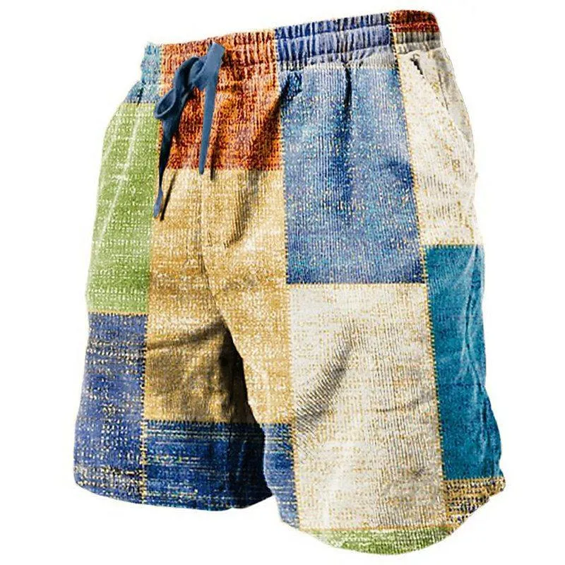 Men's Color Patchwork Casual Hawaii Beach Shorts 50874394YY