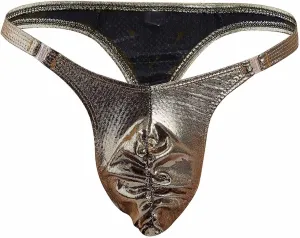 Men's Sexy Bright Patent Leather Thong New Personality Sexy Low Waist Underwear Briefs Fashion Temptation G-strings