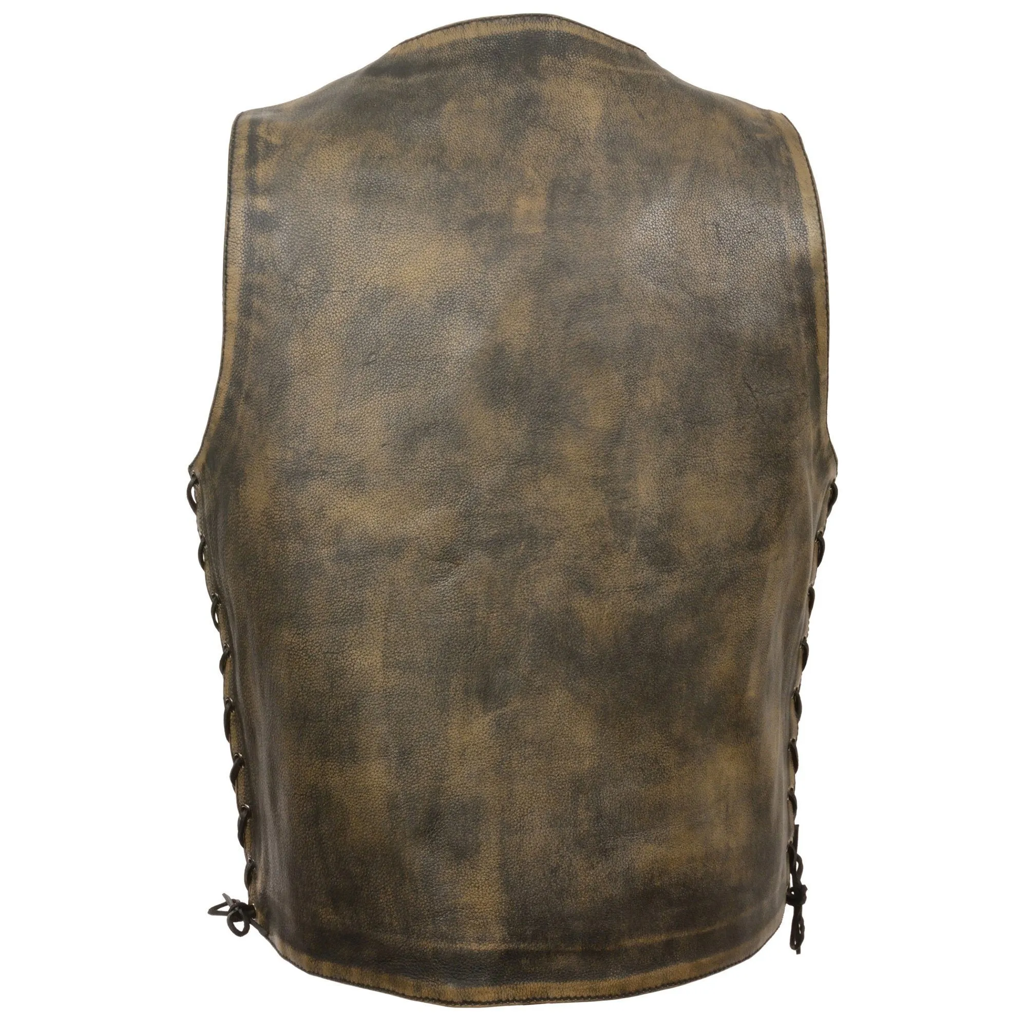 Milwaukee Leather-MLM3540-Men's Brown Distressed Brown 10 Pocke Leather Vest