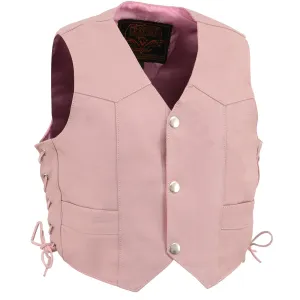 Milwaukee Leather SH2011LPNK Girls Pink Classic Three Snap Leather