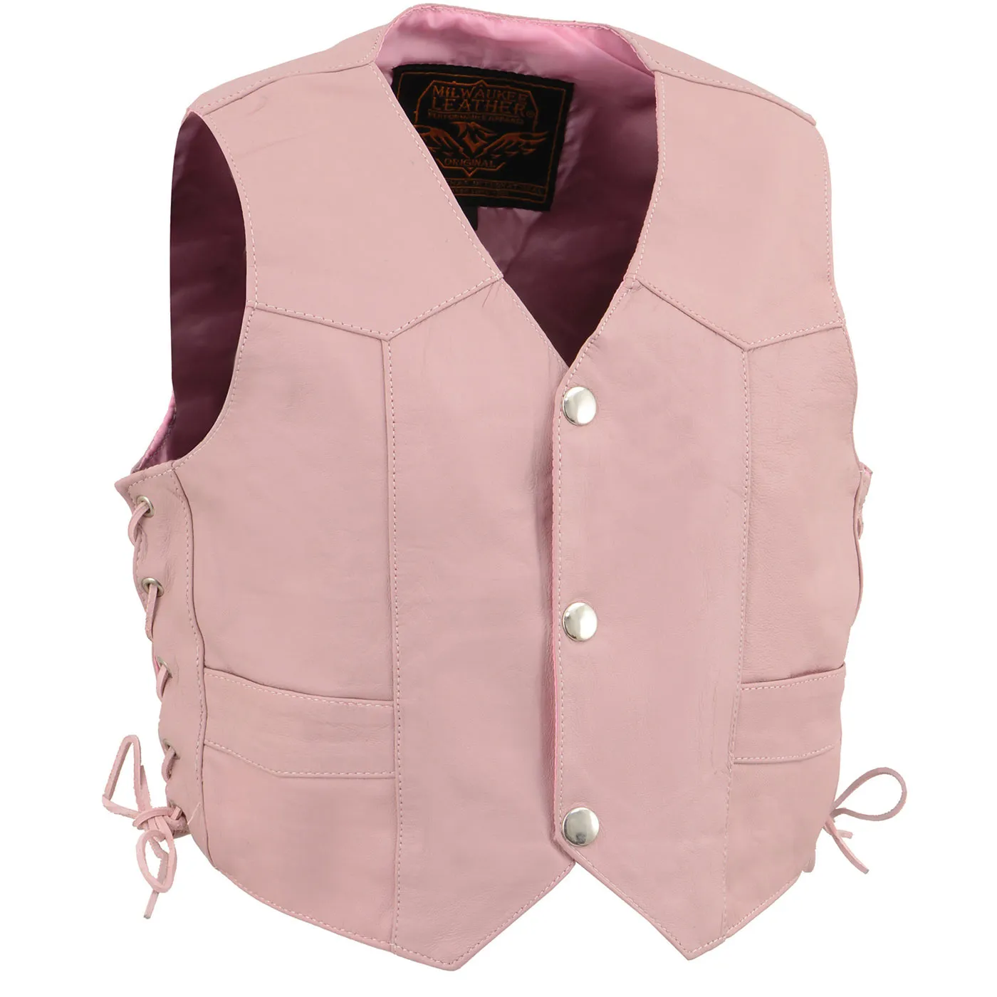 Milwaukee Leather SH2011LPNK Girls Pink Classic Three Snap Leather