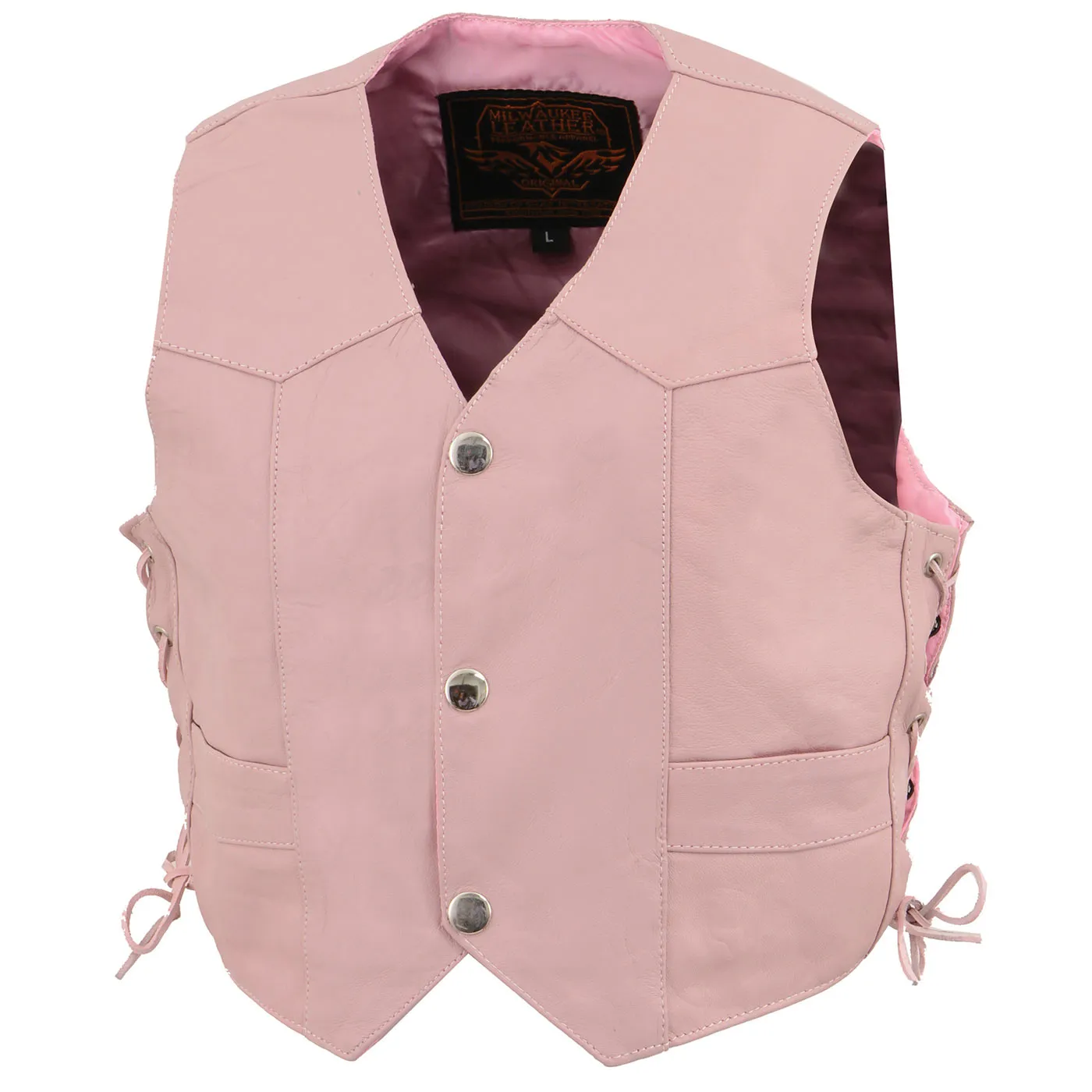 Milwaukee Leather SH2011LPNK Girls Pink Classic Three Snap Leather
