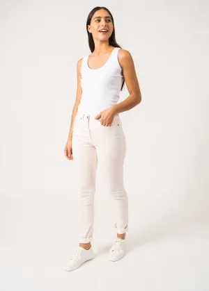 Mimosa high waist pants - slim fit, in stretch cotton (POUDRE)