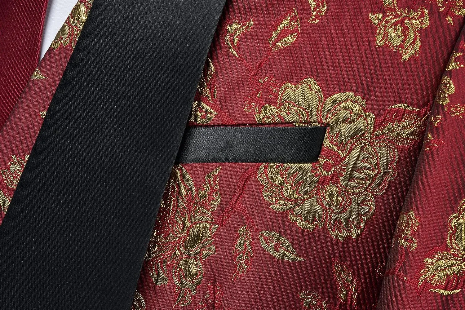 MOGU Mens 3 Piece Tuxedo Slim Fit Jacquard Floral Vintage Groomsmen Wedding Prom Suit