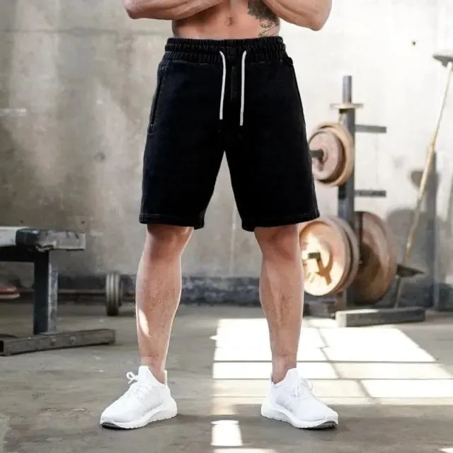 New Men's Slacks Sports Shorts Summer Autumn Cotton Pure Color Men Casual Running Training Fitness Male Shorts