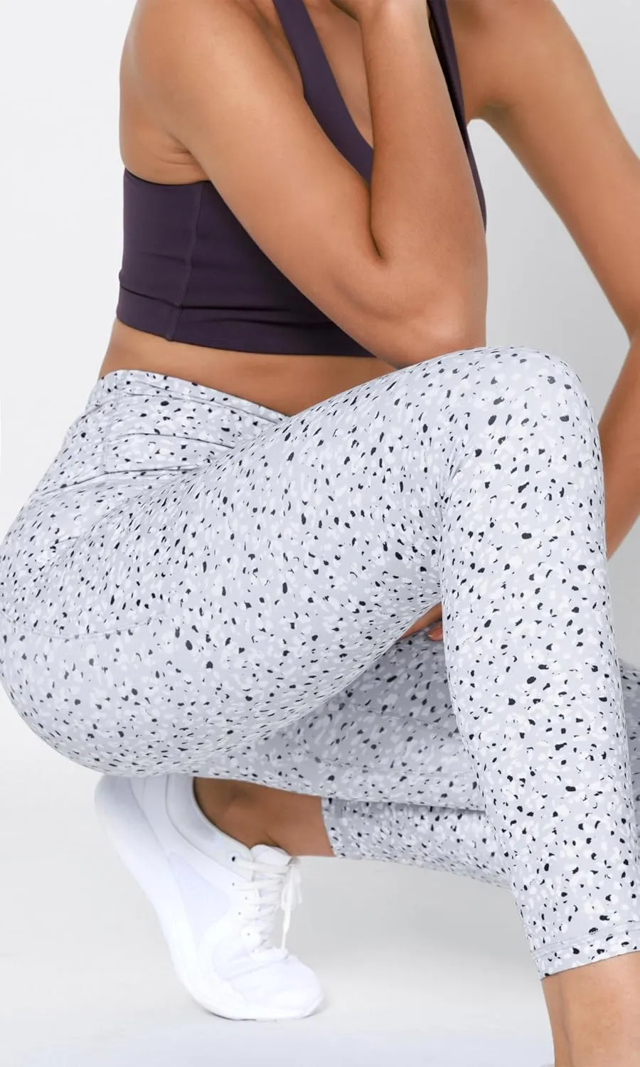 ODODOS Women's Gathered Cross Waist Yoga Leggings with Pockets, 25" / 28" Crossover Workout Yoga Pants