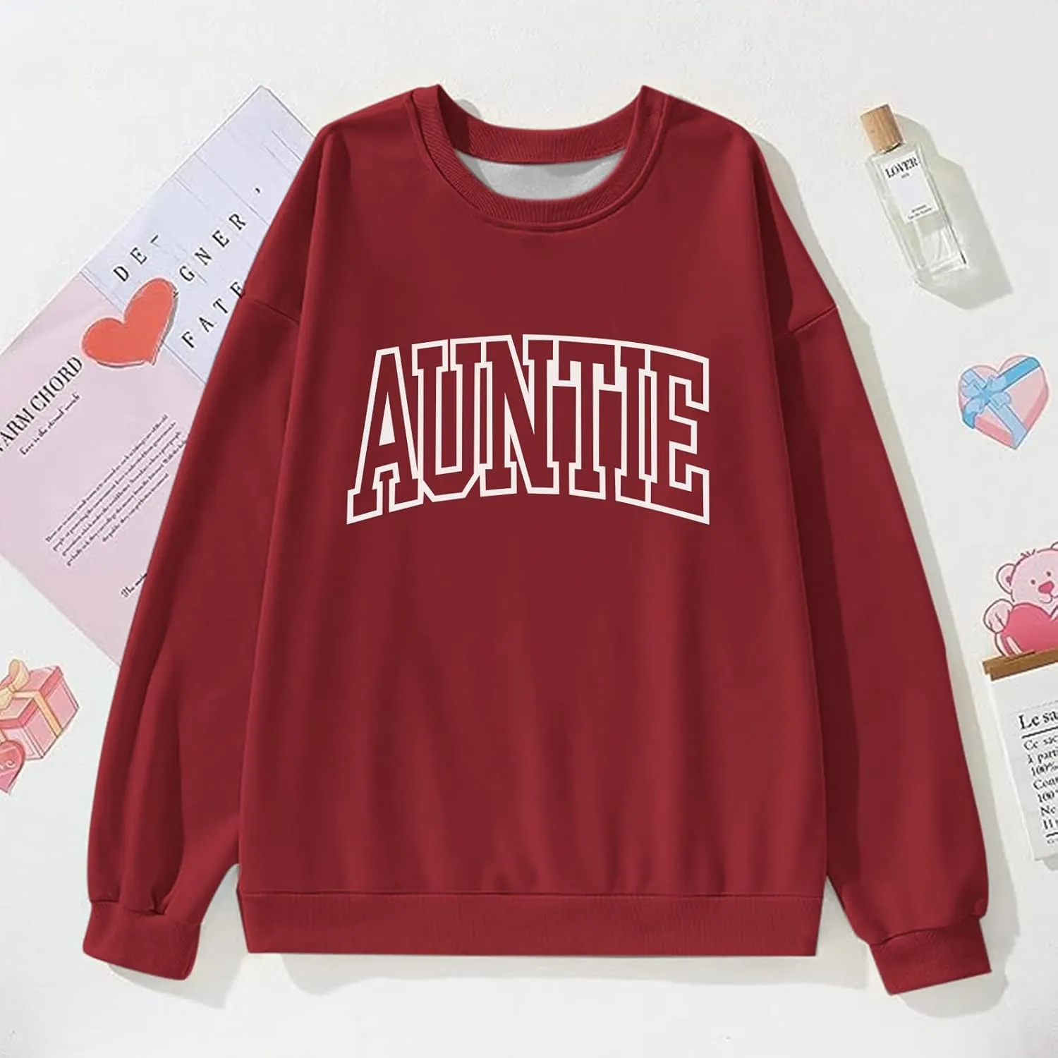 Oversized Auntie Printed Sweatshirt For Women Loose Fit Cool Aunt Crewneck Cotton Sweatshirts Long Sleeve Pullover