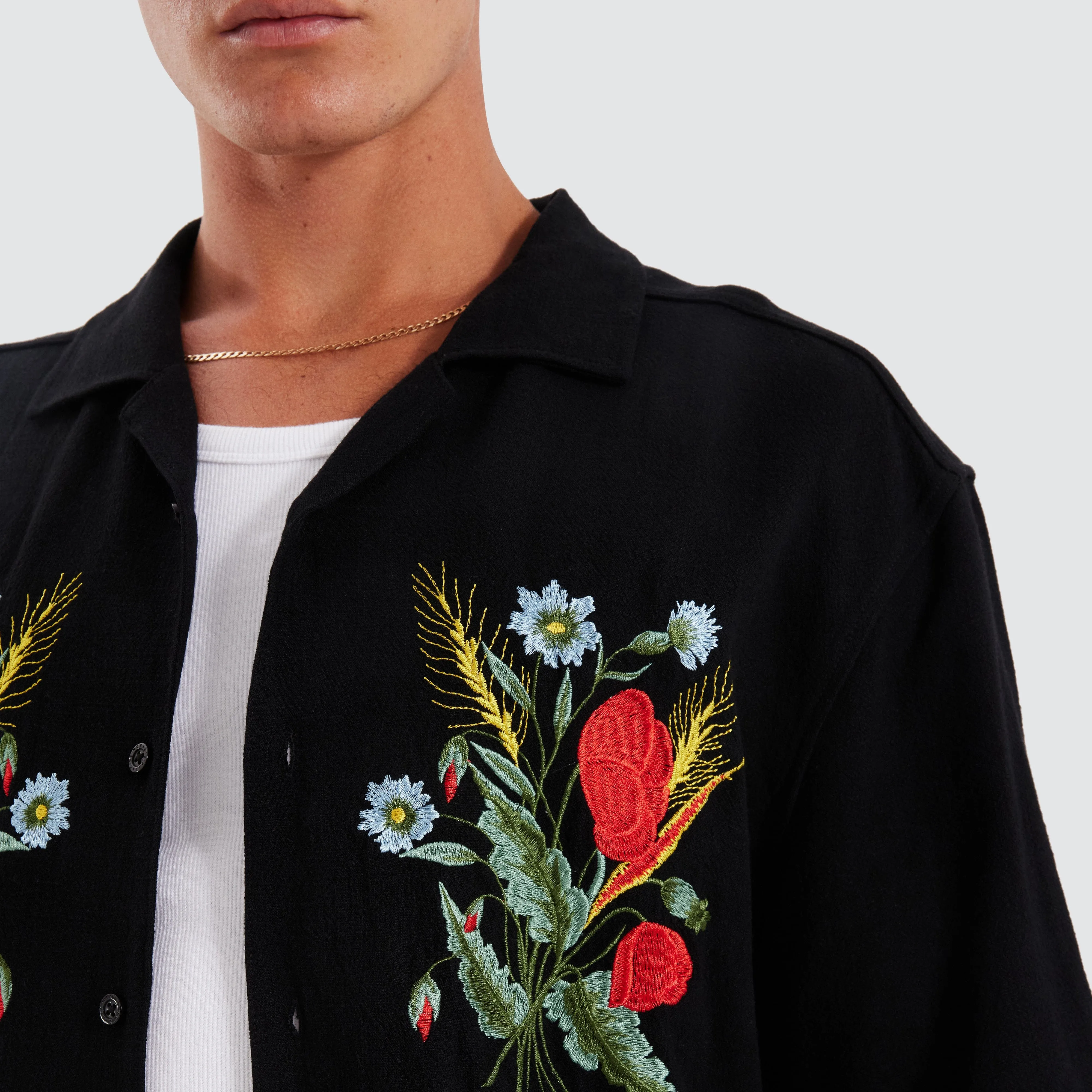 Pedro Cropped Resort Shirt Jet Black