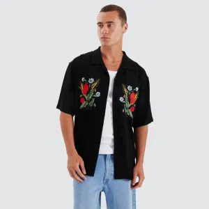 Pedro Cropped Resort Shirt Jet Black
