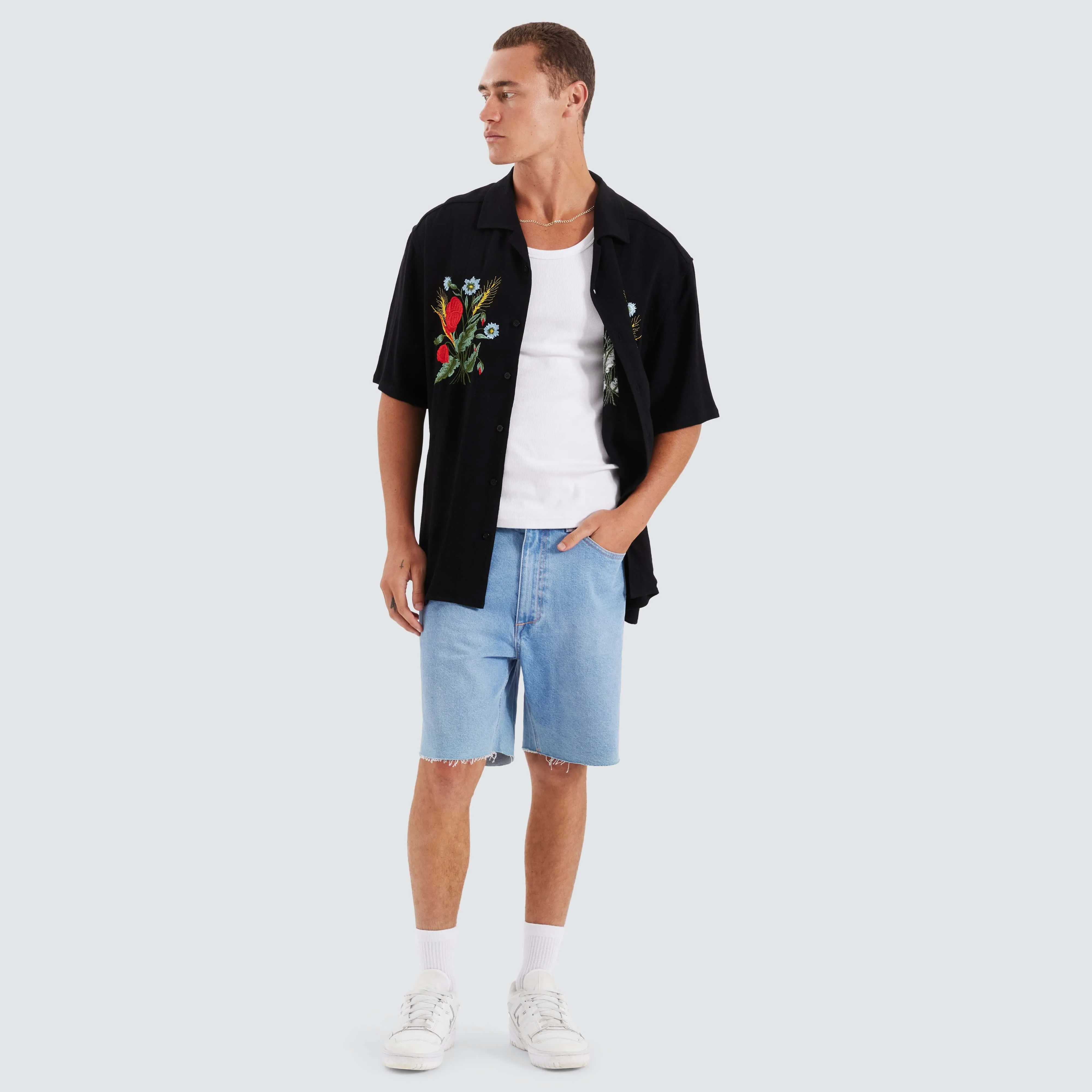 Pedro Cropped Resort Shirt Jet Black