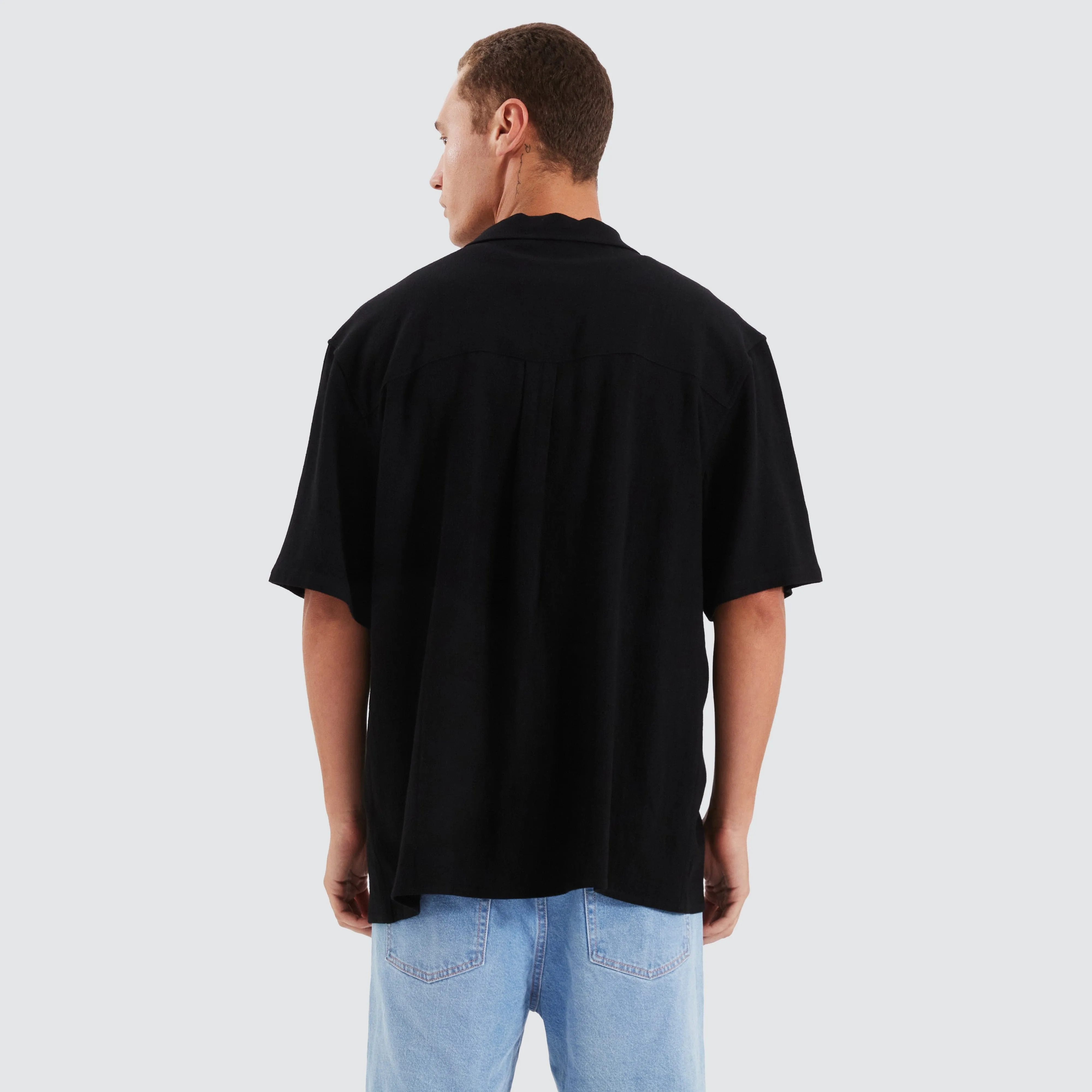 Pedro Cropped Resort Shirt Jet Black
