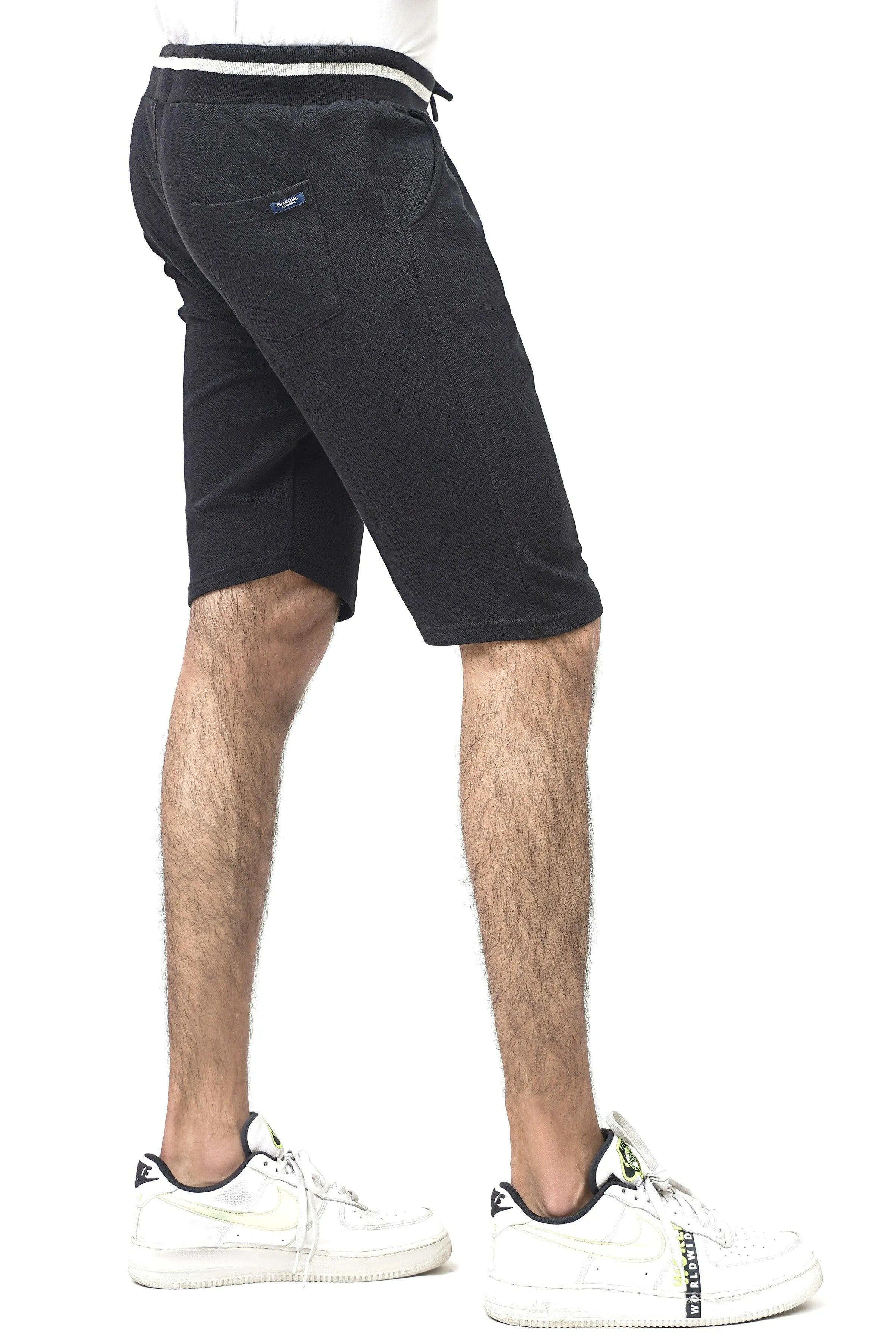 PIQUE REGULAR FIT BLACK SHORTS