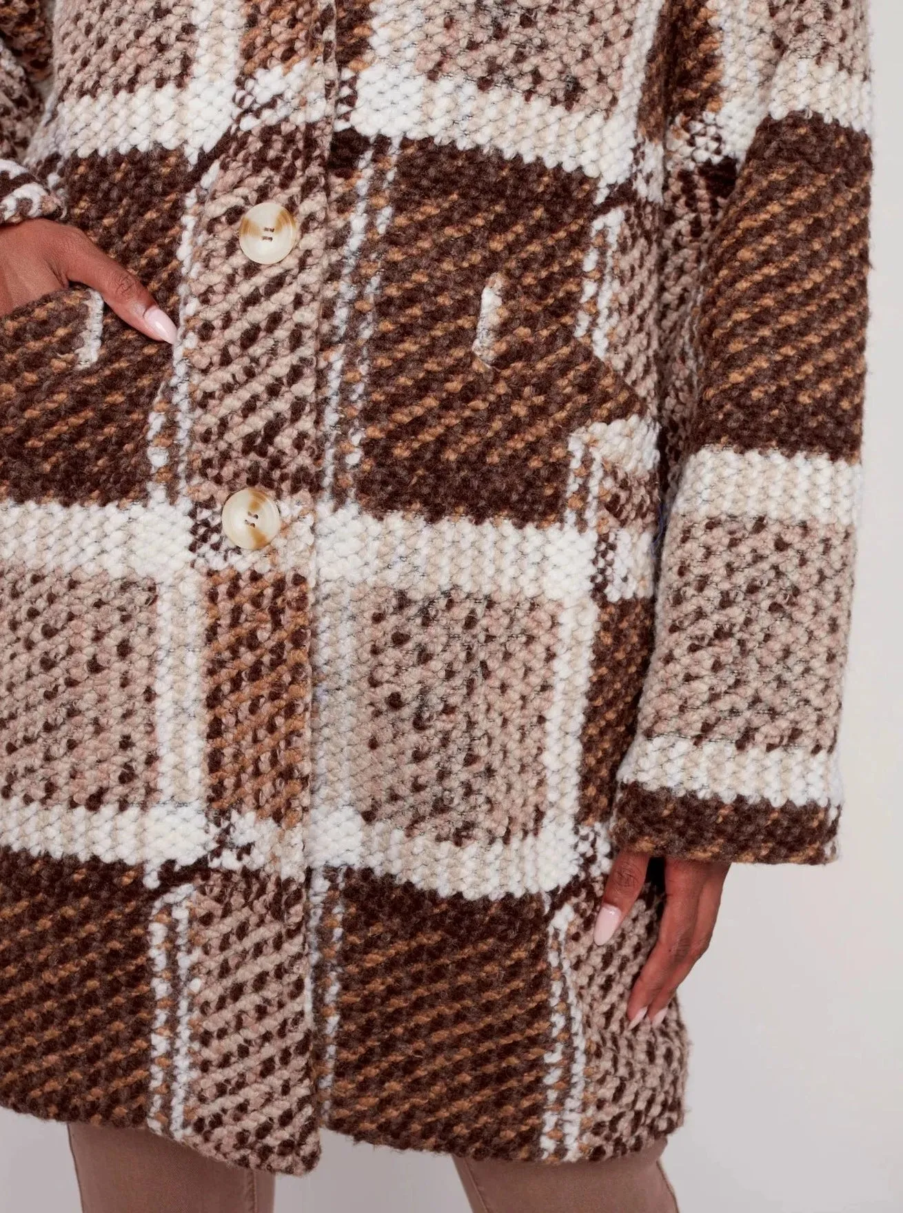 Plaid Coat With Lining [Powder-C6276]