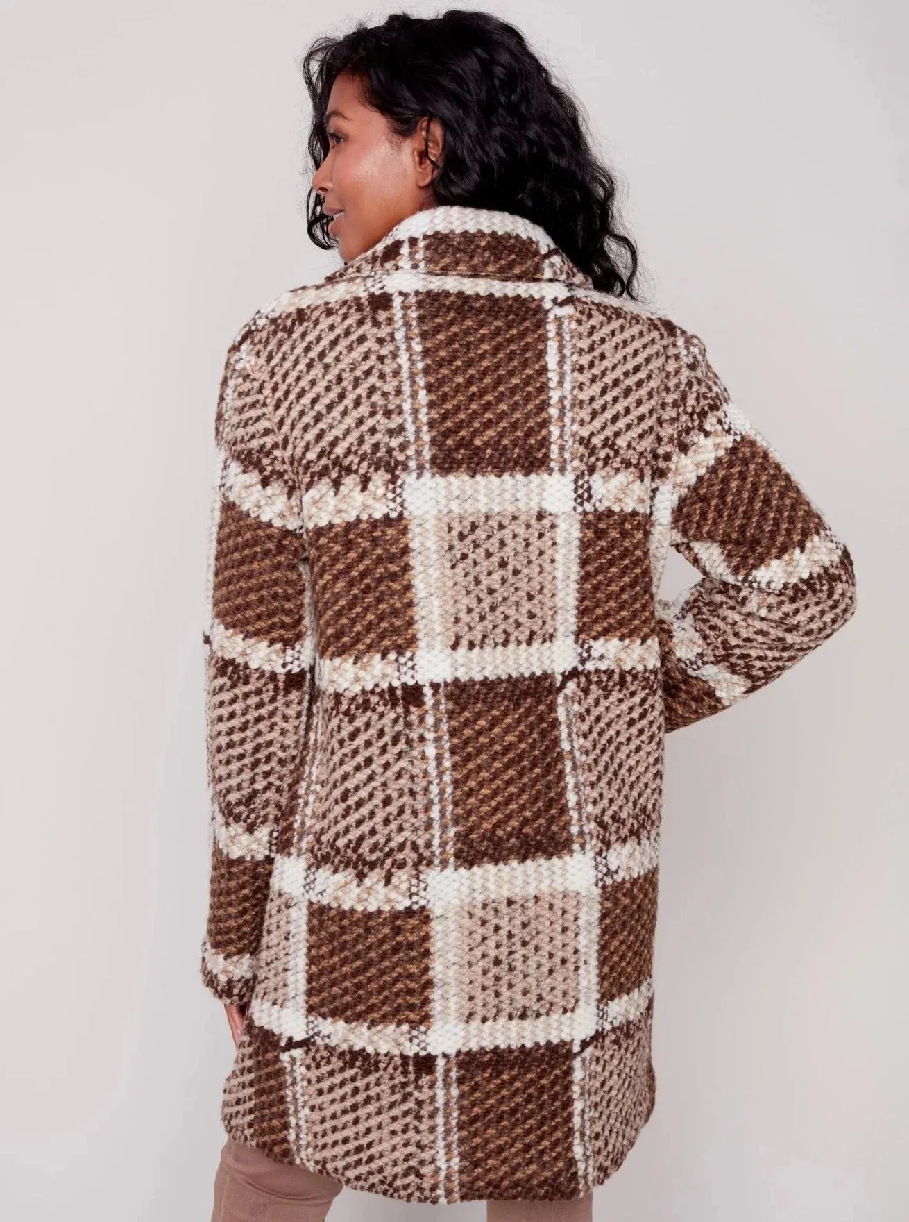 Plaid Coat With Lining [Powder-C6276]