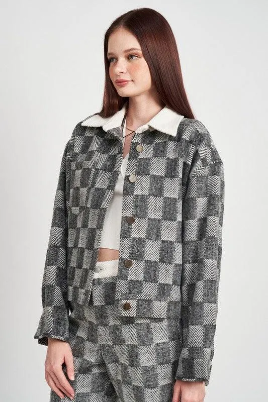 Plaid Contrasted Jacket