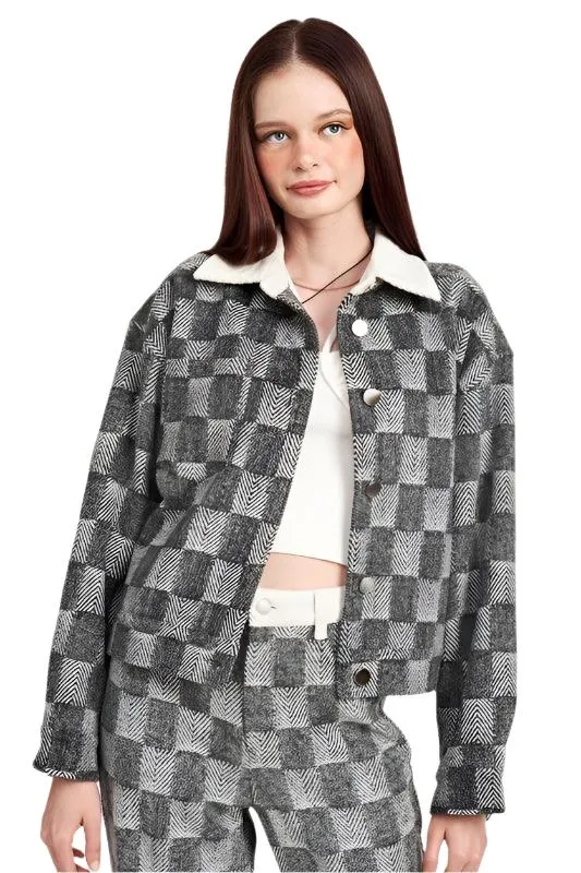 Plaid Contrasted Jacket