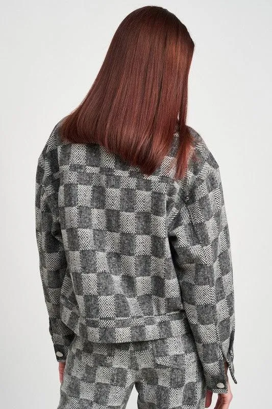 Plaid Contrasted Jacket