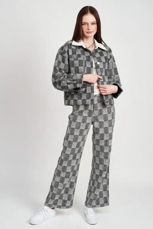 Plaid Contrasted Jacket