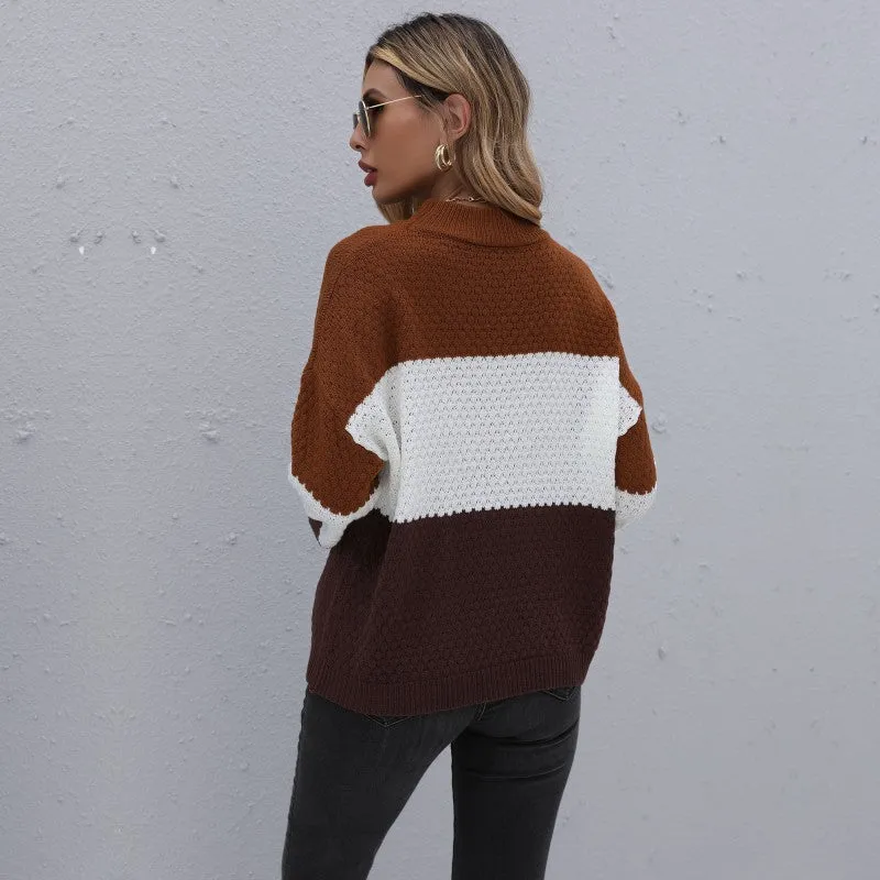 Pointelle Knit Round Collar Sweater Womens Clothing Wholesale