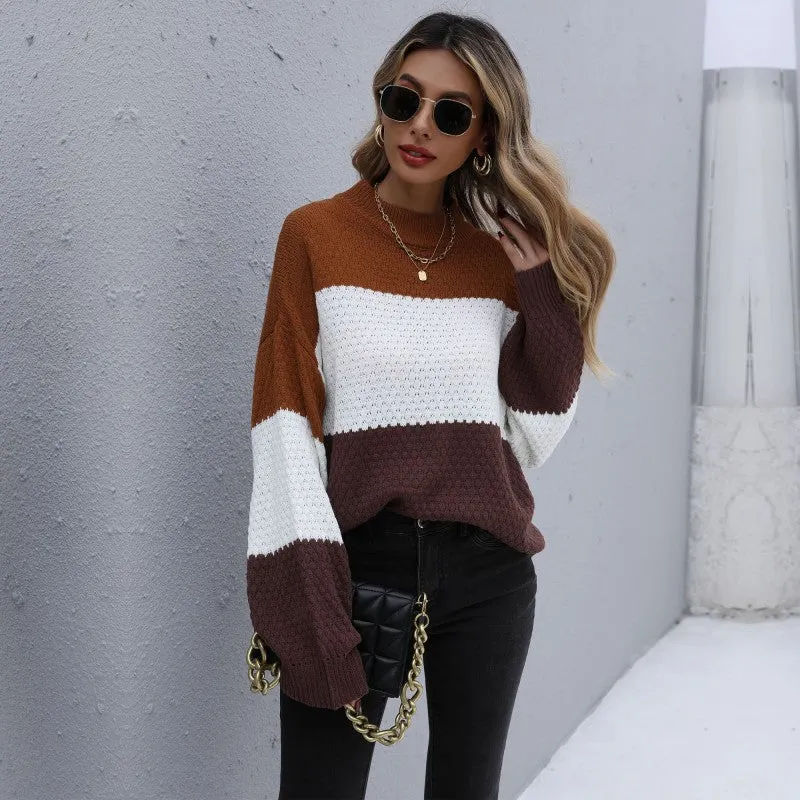 Pointelle Knit Round Collar Sweater Womens Clothing Wholesale