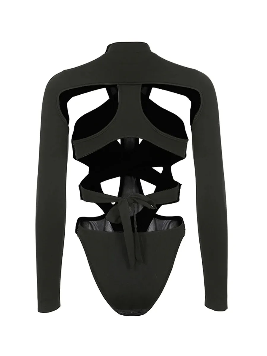 Ridder Irregular Cut Out Black Bodysuit