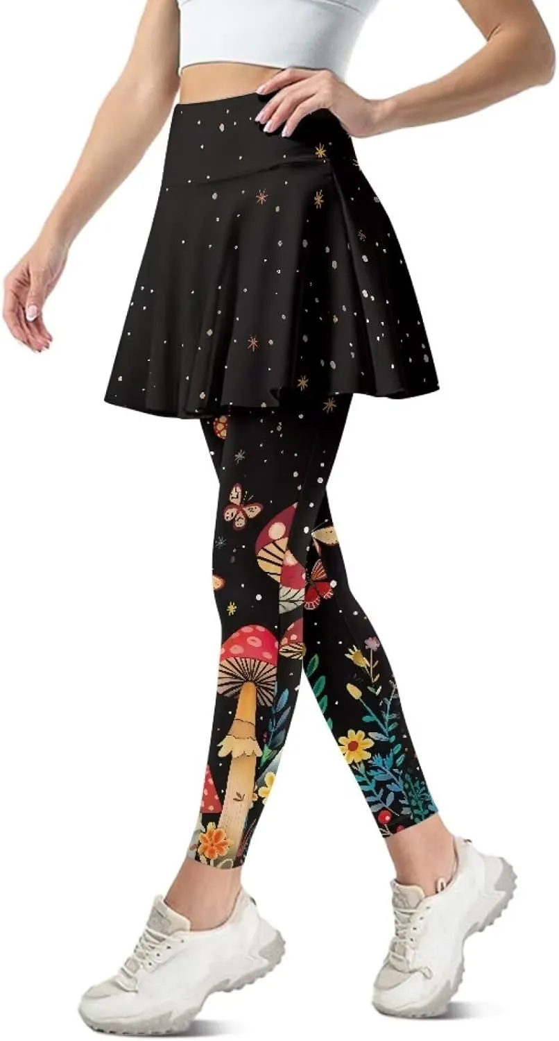 Skirted Leggings for Women Athletic Skirt with Leggings Tennis Skirt Yoga Running Golf Skirts with Pockets