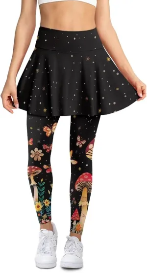 Skirted Leggings for Women Athletic Skirt with Leggings Tennis Skirt Yoga Running Golf Skirts with Pockets