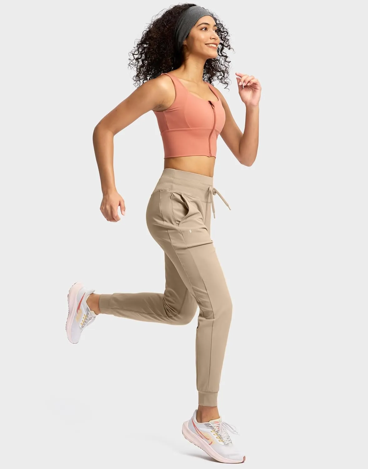 Soothfeel Womens Joggers with Zipper Pockets High Waisted Sweatpants Athletic Leggings Pants for Workout Running Yoga