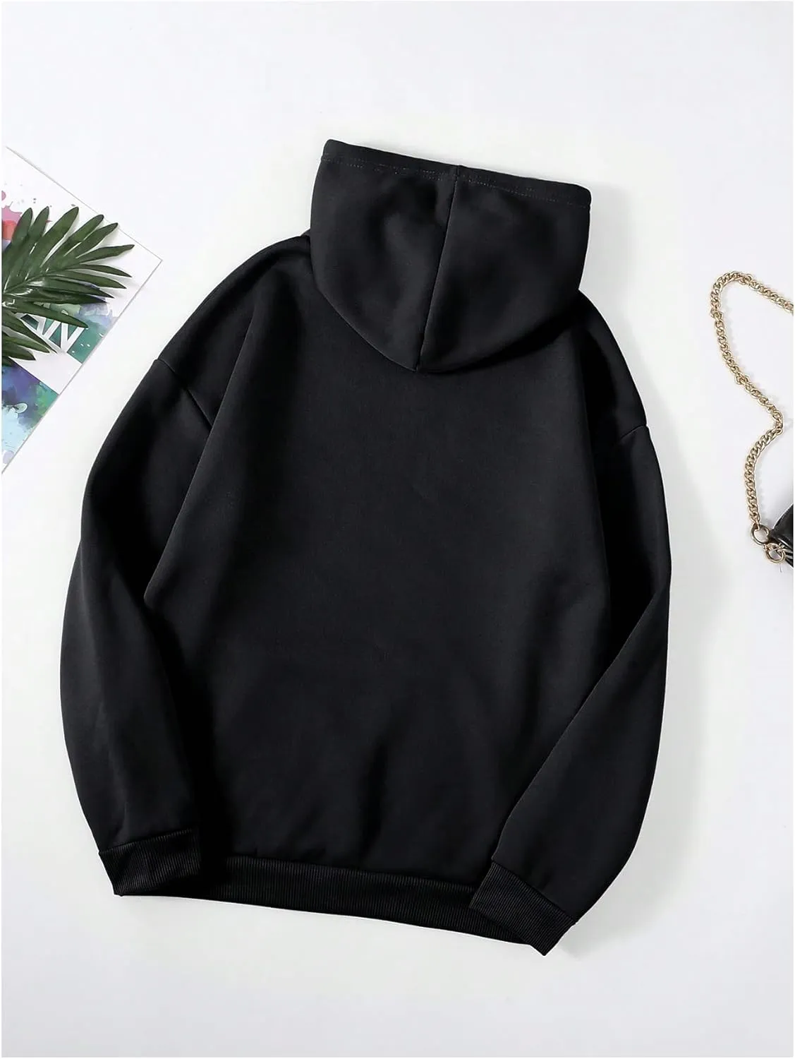 SweatyRocks Women's Letter Graphic Hoodies Long Sleeve Oversized Pullover Sweatshirt with Pocket