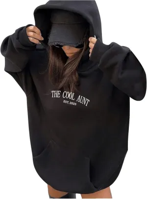 SweatyRocks Women's Letter Graphic Hoodies Long Sleeve Oversized Pullover Sweatshirt with Pocket