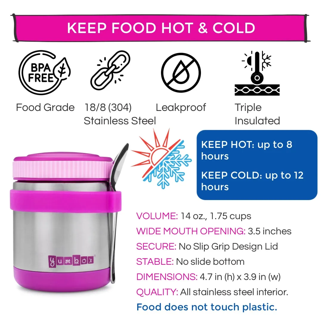 Thermal Food Jar For Hot Lunch - Yumbox Zuppa with Spoon - Purple