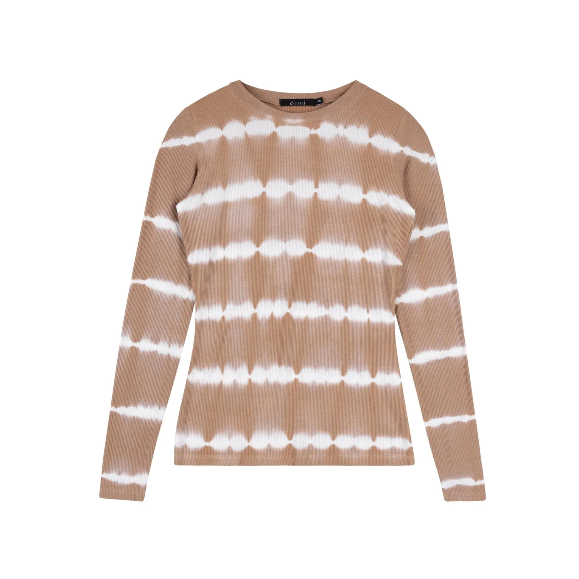 Tie Dye Ribbed Crewneck Tee | Beige
