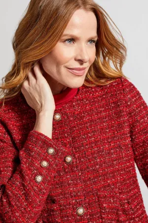 Tweed Jacket With Fancy Button [Earth Red-5322O]