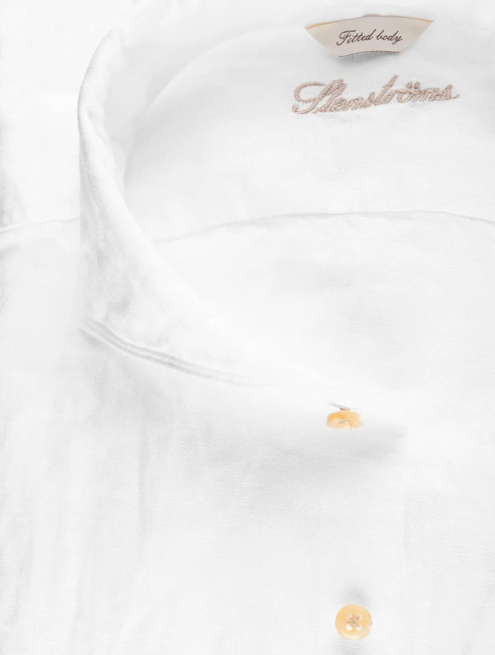 White Linen Fitted Body Shirt