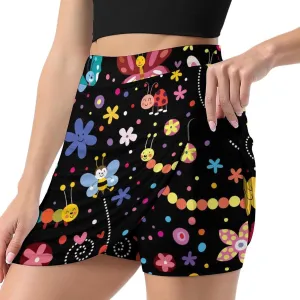 Women's Athletic Skirt Mini Elastic High Waist Yoga Workout Skorts with Inner Pocket Casual Wear