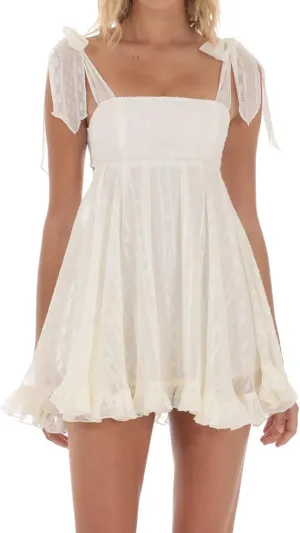 Women's Bubble Tank Mini Dress Tie Shoulder Backless A-Line Sleeveless Ruffle Dress Short Sundress for Beach Club Streetwear