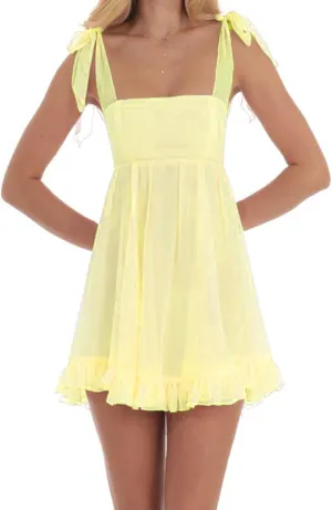 Women's Bubble Tank Mini Dress Tie Shoulder Backless A-Line Sleeveless Ruffle Dress Short Sundress for Beach Club Streetwear