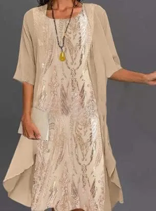 Women's Casual 2 Piece Sets Floral Printed Maxi Dress with Cardigan Set Chiffon Wedding Guest Cocktail Dresses