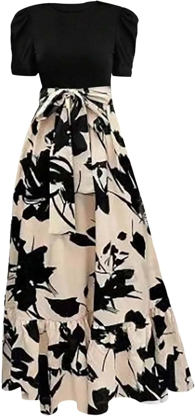 Womens Fashion High Waisted Skirt Abstract Printed Trendy Evening Party Wears Office Relax Short Sleeve Casual Skirts